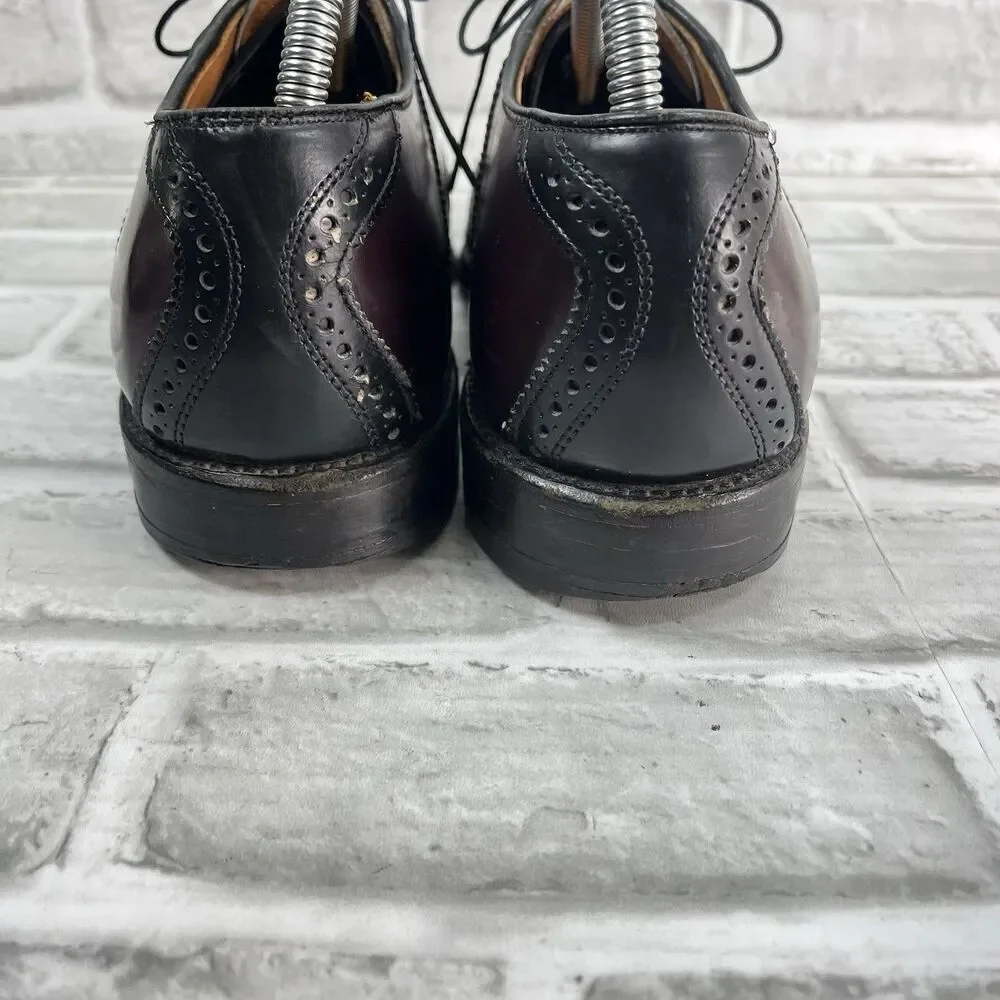 Allen Edmonds Shelton Men's Size 9 D 2-Tone Black and Burgundy Oxfords Shoes
